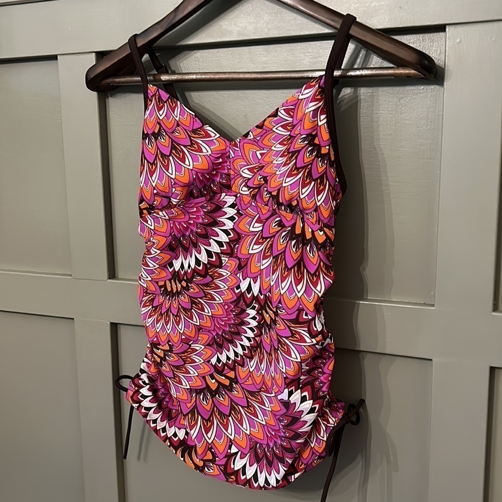 PRANA Tankini Swim Top Convertible Straps Adjustable Sides Size Small - Picture 3 of 6